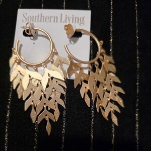 Southern Living Gold Leaf Hoop Earrings